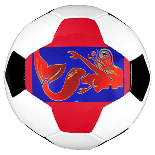 rode pin-up mermaid voetbal (Gedraaid)