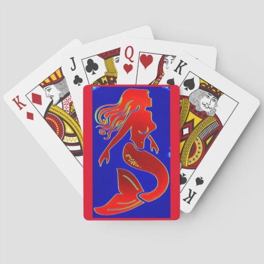 rode pin-up zeemeerminnen pokerkaarten (Achterkant)