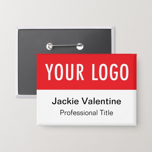 Rode Pinback Button Naam Tag Aangepaste Badge met (Voorkant / Achterkant)