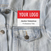 Rode Pinback Button Naam Tag Aangepaste Badge met (Insitu)