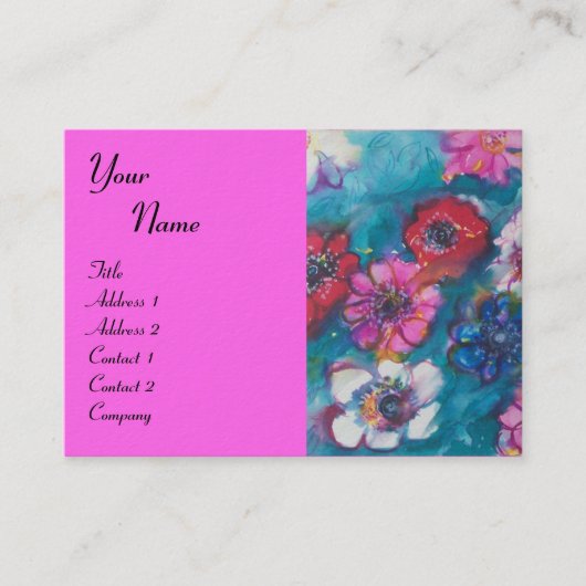 RODE PINKWITSTROMEN IN BLAUWE MONOGRAM-Fuchsie Visitekaartje (Voorkant)