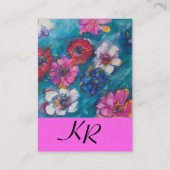 RODE PINKWITSTROMEN IN BLAUWE MONOGRAM-Fuchsie Visitekaartje (Achterkant)