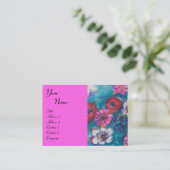 RODE PINKWITSTROMEN IN BLAUWE MONOGRAM-Fuchsie Visitekaartje (Staand voorkant)