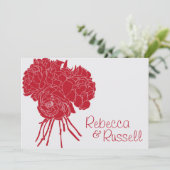 Rode pioen bloem bruiloft uitnodiging (Staand voorkant)