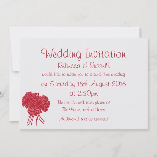 Rode pioen bloem bruiloft uitnodiging (Achterkant)