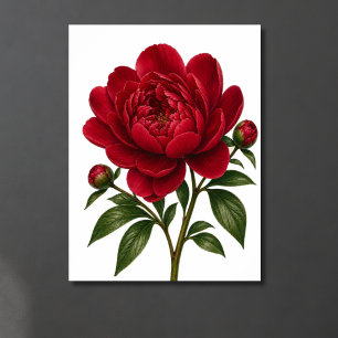 Rode Pioen Bloem Vooraanzicht Poster
