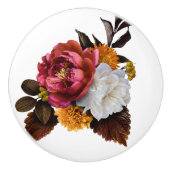 Rode pioen, bloemenboeket keramische knop (Voorkant)