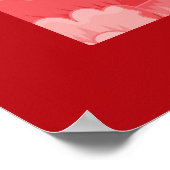 Rode Pioen Dubbel Geluk Chinese Bruiloft Poster (Hoek)