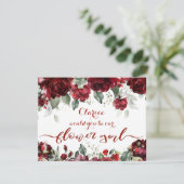 Rode Pioen Epifanie Bruiloft Bloemenmeisje Vraag Kaart (Staand voorkant)