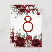 Rode Pioen Epifanie Bruiloft Tafel Nummerkaart Kaart (Voorkant / Achterkant)