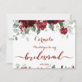 Rode Pioen Epifanie Trouw Bruidsmeisje Vraagkaart Kaart (Voorkant)