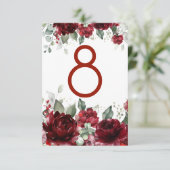 Rode Pioen Epiphany Bruiloft Tafel Nummerkaart Kaart (Staand voorkant)