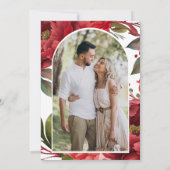 Rode pioen Floral Mason Jar bruiloft foto Save The Date (Achterkant)