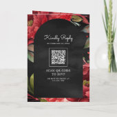 Rode Pioen Mason Pot QR Code Houtskool Huwelijk (Achterkant)