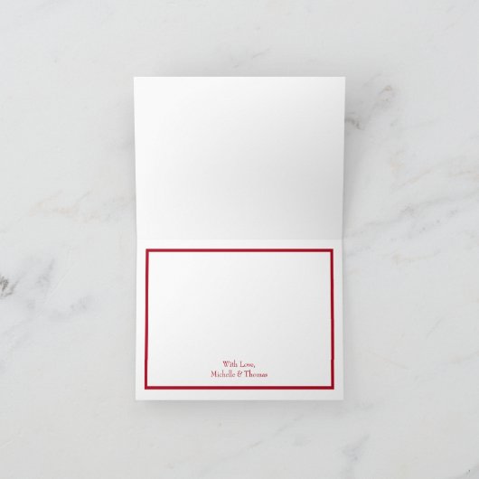 Rode Pioen & Roos Bloemige Bruiloft Bedankkaart (Binnen)