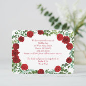 Rode Pioen & Roos Bruiloft Extra Informatie Kaart (Staand voorkant)