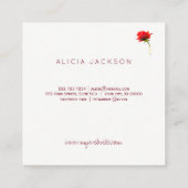 Rode pioen rozen roos gouden koperlabel bloemist vierkante visitekaartje (Achterkant)