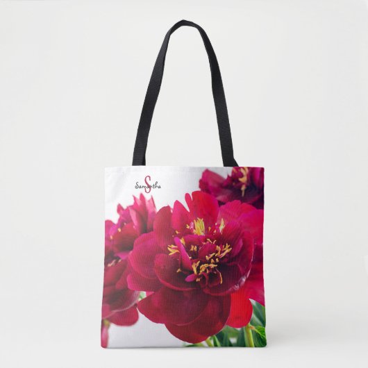 Rode Pioen Tote Bag (Voorkant)