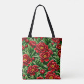 Rode Pioen Tote Tas (Achterkant)