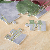 Rode Pioen Waterverf Bloemen Patroon Legpuzzel (Zijkant)