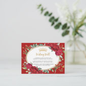 Rode Pioenen Bloemen Vlinders Quinceañera Informatiekaartje (Staand voorkant)