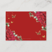 Rode Pioenen Bloemen Vlinders Quinceañera Informatiekaartje (Achterkant)
