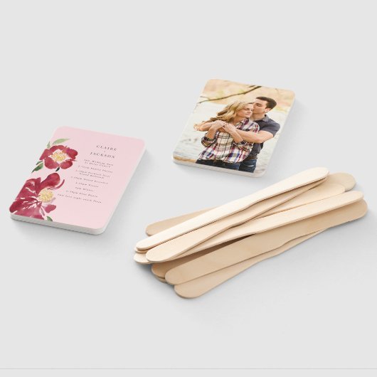 Rode Pioenen bruiloft Handwaaier (Niet-gemonteerd)