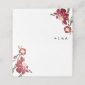 Rode Pioenen bruiloft Plaatskaartje (Buitenkant ongevouwen)