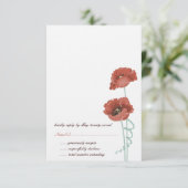 Rode Pioenen Bruiloft RSVP Kaarten (Staand voorkant)