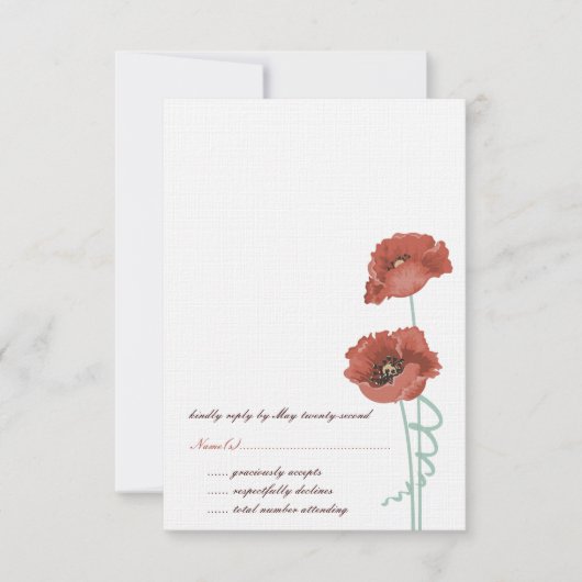 Rode Pioenen Bruiloft RSVP Kaarten Kaartje (Voorkant)