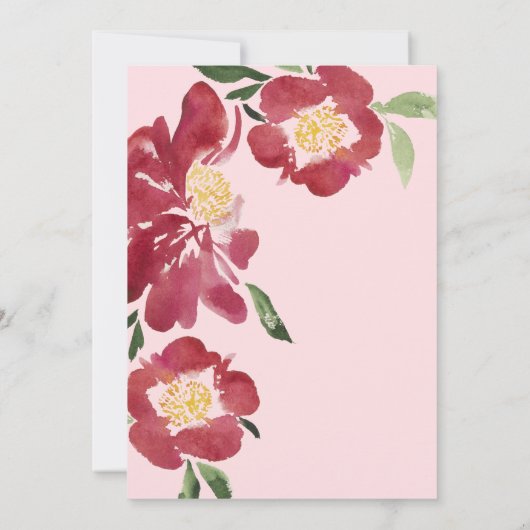 Rode pioenen bruiloft uitnodiging blush (Achterkant)