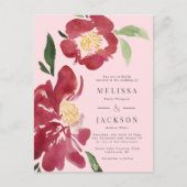 Rode pioenen bruiloft uitnodiging blush (Voorkant)