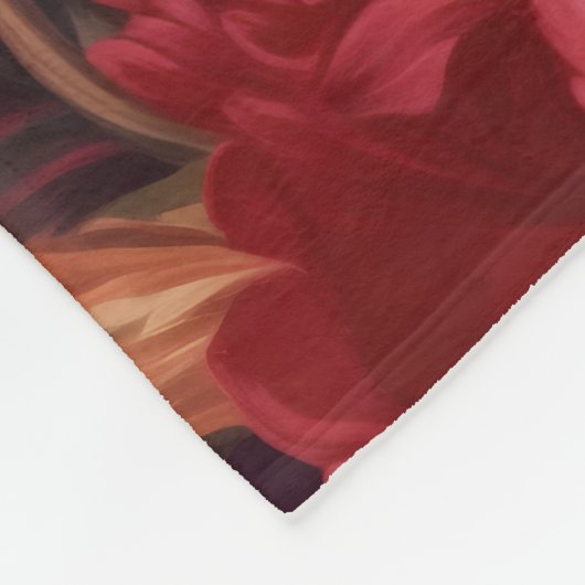  rode pioenen fleece deken (Hoek)