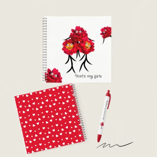 Rode pioenen notitieboek