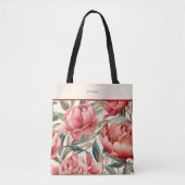 Rode pioenroos Bold Floral Tote Bag (Voorkant)