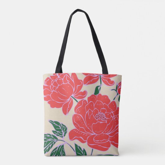 Rode Pioenrozen #1 Tote Bag (Achterkant)