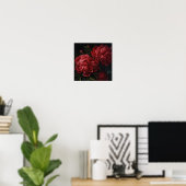 Rode Pioenrozen Bloemen Art Print Poster (Thuiskantoor)
