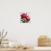 Rode Pioenrozen Bloemen Art Print Poster (Keuken)