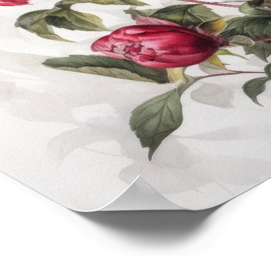 Rode Pioenrozen Bloemen Art Print Poster (Hoek)