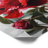 Rode Pioenrozen Bloemen Art Print Poster (Hoek)