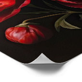 Rode Pioenrozen Bloemen Art Print Poster (Hoek)