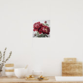 Rode Pioenrozen Bloemen Art Print Poster (Keuken)
