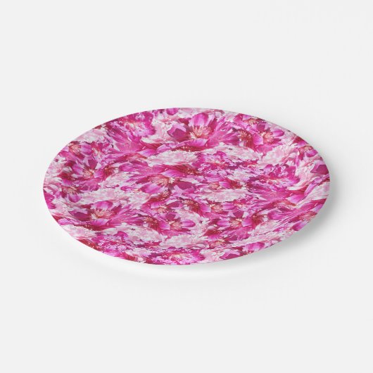 Rode Pioenrozen Bloemend Feestje Verjaardagsfeest Papieren Bordje (Gekanteld)