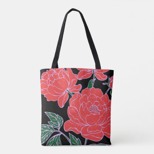 Rode Pioenrozen Tote Bag (Achterkant)
