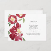 Rode Pioenrozen Waterverf Bloemen Details Behuizin Informatiekaartje (Voorkant / Achterkant)