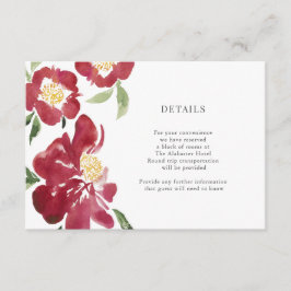 Rode Pioenrozen Waterverf Bloemen Details Behuizin Informatiekaartje