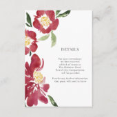Rode Pioenrozen Waterverf Bloemen Details Behuizin Informatiekaartje (Voorkant)