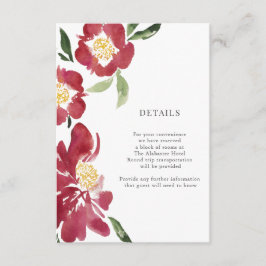 Rode Pioenrozen Waterverf Bloemen Details Behuizin Informatiekaartje