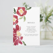 Rode Pioenrozen Waterverf Bloemen Details Behuizin Informatiekaartje (Staand voorkant)