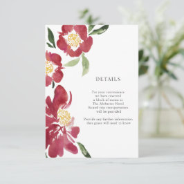 Rode Pioenrozen Waterverf Bloemen Details Behuizin Informatiekaartje